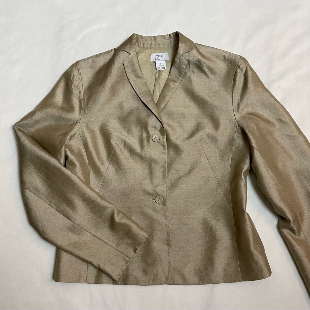Ann Taylor LOFT Beige Silk Jacket Size 6 - Picture 7 of 8